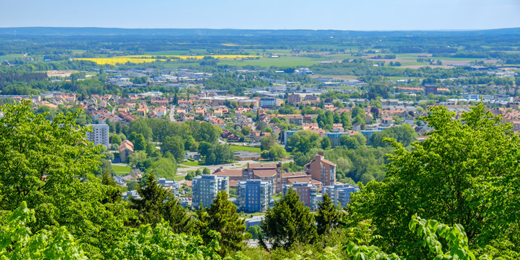 Flygfoto över Skövde